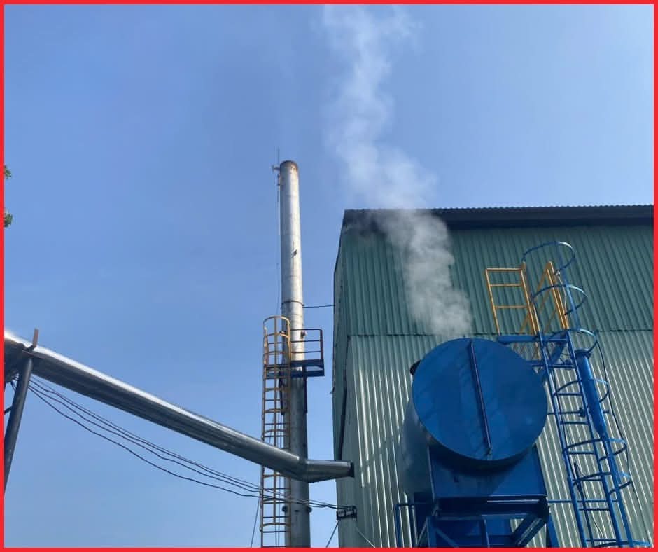 Steam escapes from the open water tank