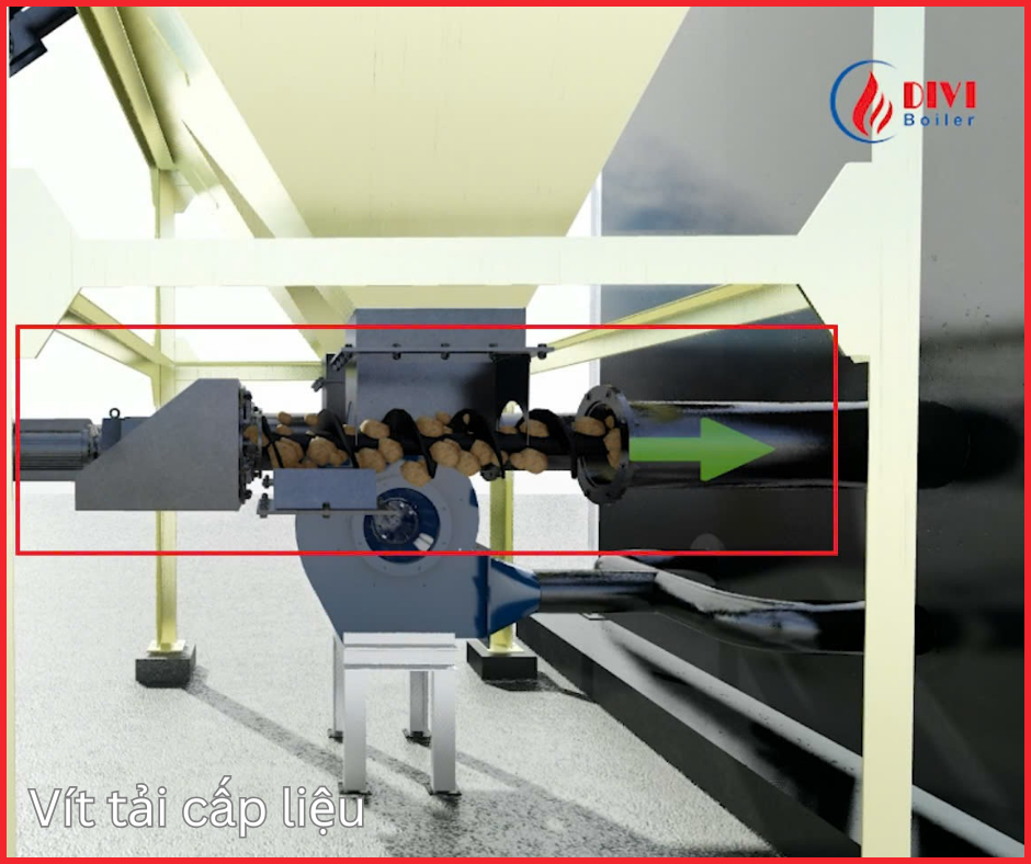 xử lý khói thải nồi hơi - vít tải cấp liệu