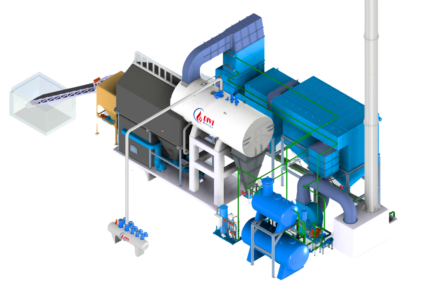 Biomass-fired fluidized bed boiler